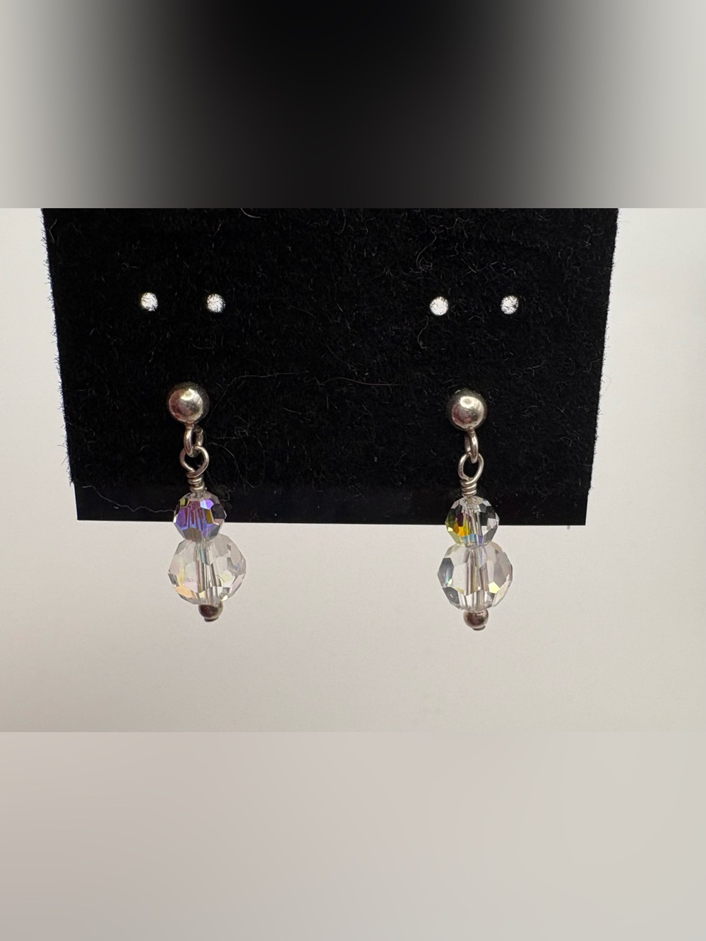 Sterling silver Crystal Drop Dangle Earrings - Clear
